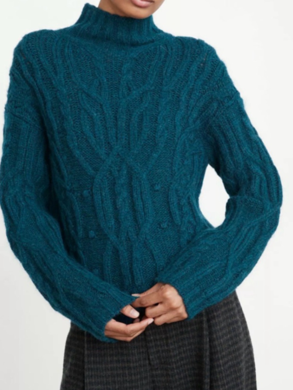 NWT Vince Interlaced Cable-Knit Turtleneck Sweater